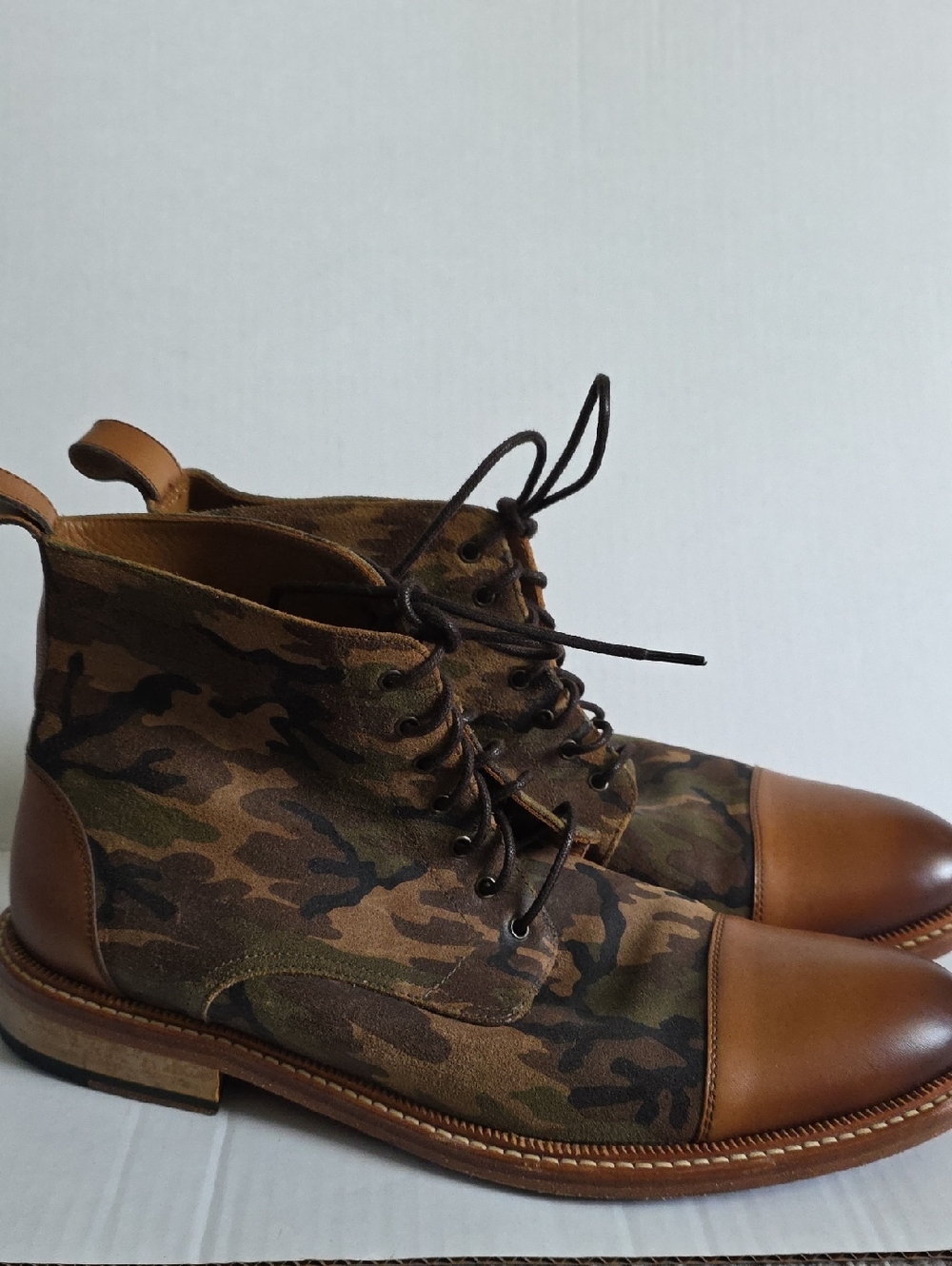 Taft Men's Camouflage  Boots with Brown Leather Cap Toe
